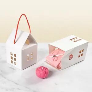 नूगट कैंडी चॉकलेट के लिए थोक घर के आकार के पेपर बॉक्स, जन्मदिन, शादी की पार्टी के लिए सुंदर उपहार बॉक्स, सजावट के बक्से