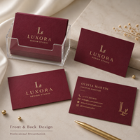 Cartes de visite de luxe personnalisées, impression sérigraphique, carton, encre dorée, design personnalisé de forme spéciale rouge premium - Cartes de remerciement pour petites entreprises