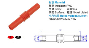 4pcs 2red + 2 màu đen 4mm chuối ổ cắm Nữ adapter mở rộng cách điện chuối cắm Coupler 19A kết nối - Product Image 3