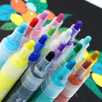 Marqueurs de peinture acrylique permanents colorés en promotion pour papier, non toxiques, écologiques, lot de 12/24 couleurs