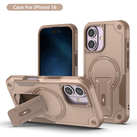 Protection intégrale du corps, béquille intégrée, coque de téléphone mobile en TPU+PC antichoc pour Apple iPhone 16 avec fonction de charge