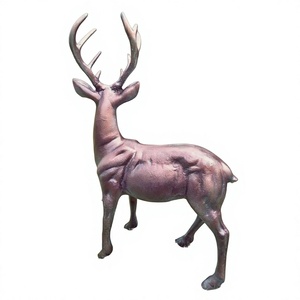 Ground Display Life Size Metal Reindeer Sculpture <b>Bronze</b> Finish Direct Factory Price Large Animal Figurine Decor For Christmas - Product Image 1