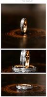 6mm Breiter Wolframstahlring mit Gehämmertem Muster und Roségold-Beschichtung, Eingelegt mit Opalfragmenten, Wolfram-Paarringe