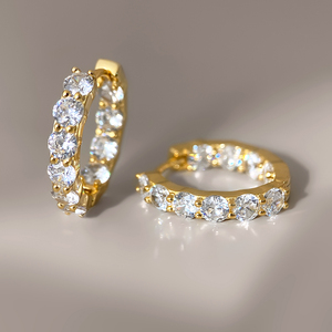 Boucles d'oreilles Huggie pour femmes, plaquées or 18 carats, zircon cubique, boucles d'oreilles créoles inversées, cadeau pour elle - Product Image 1