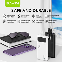 BAVIN Prix de gros, logo personnalisé, Powerbank portable, PD 22.5W, écran LED, charge rapide, 10000mah, Power Bank avec indicateur LED