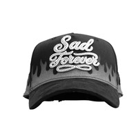 Casquette tendance unisexe décontractée, style classique avec motif losanges, Sad Boy, broderie de lettres en strass, casquette de sport 5 panneaux