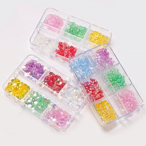 Nouvelles décorations pour ongles INS 3D Cartoon 6 Grid Aurora Candy Color Nail Art Charms Box, petits strass, décorations cerise rose, accessoires de manucure - Product Image 6