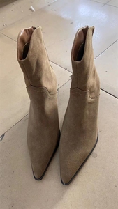 Stivaletti דונה סין סיטונאי זמש עור מחודדת הבוהן 2023 נשים שמנמן מגפיים - Product Image 5