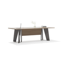 Table de bureau longue en noyer, table de conférence robuste en bois pour projets centraux, bureaux professionnels, table de réunion en bois massif pour l'école