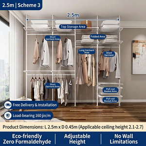 Système de penderie ouverte ZYTH moderne et pliable, idéal pour la location, avec étagères robustes, <span class=keywords><strong>kit</strong></span> de rangement sans installation permanente - Product Image 4