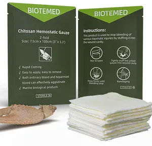 BIOTEMED Custom Logo Portable First Aid Ifak Refill Dressing Sterile Z-fold Chitosan Bandage Z-fold Gauze Tourniquet