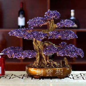 ナチュラルローズクォーツラッキーツリー風水グリーンアベンチュリン生命の木アメジストクリスタル砂利の木 - Product Image 3