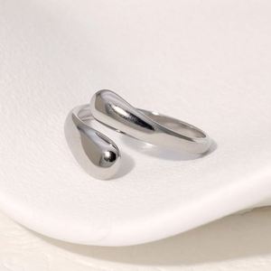 European American Minimalist <b>Gold</b>-color Plated Stainless Steel <b>Ring</b> Women's Open Geometric Design Shell Stone Simple Niche - Product Image 4