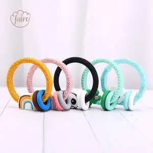 Tùy chỉnh thực phẩm Elephant gỗ Teether động vật mọc răng vòng đồ chơi Silicone teethers cho trẻ sơ sinh răng