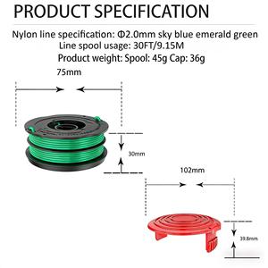 10PCS Set DF-080 <b>String</b> Trimmer line Spool Replacement for <b>Black</b> & Decker GH1100 GH1000 GH2000 30ft 0.080" Dual Auto-Feed Spool - Product Image 2
