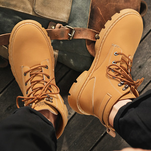 Bottes pour hommes MH05, nouvelles bottes de travail tendance et polyvalentes pour l'automne, antidérapantes, résistantes à l'usure, à semelle épaisse, couleur jaune désert, bottes de marche décontractées - Product Image 3