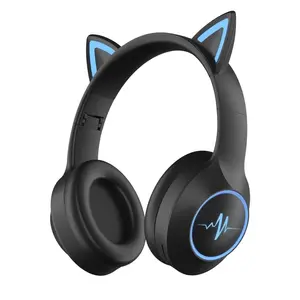 귀여운 고양이 귀 헤드폰 마이크가있는 어린이 소녀 무선 헤드셋에 2024 신제품 아이디어
