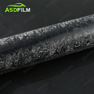 Vinilo para Automóviles <span class=keywords><strong>ASD</strong></span> de Alta Calidad, 1.52*18M, Fibra de Carbono 3D, PET Negro Fantasma, Baja Adherencia, Grano Espiral Cromado, Película de Recubrimiento de Carbono Forjado - Product Image 2