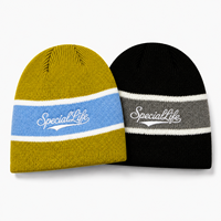 Gorro de Punto Acanalado con Rayas en Contraste Estilo Vintage para Hombre, Gorra de Calavera para Deportes y Actividades al Aire Libre