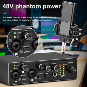Interfaz de Audio USB Profesional de 192khz con Alimentación Phantom de 48V para Transmisión en Vivo, Estudio, Podcast, Tarjeta de Sonido - Product Image 3