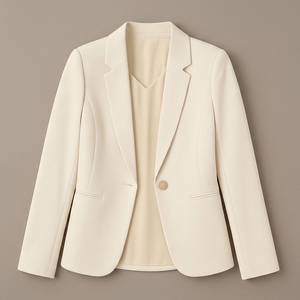 Blazer Beige para Mujer al por Mayor, Mezcla de Viscosa/Poliéster, Cuello de Solapa, Manga Larga, Transpirable, Antiarrugas, Color Sólido, Corte Regular - Product Image 6