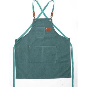 Tablier en toile avec logo brodé personnalisé, imperméable, résistant à l'huile, 100% coton, double poche, cuisine, chef, restaurant, réglable - Product Image 4