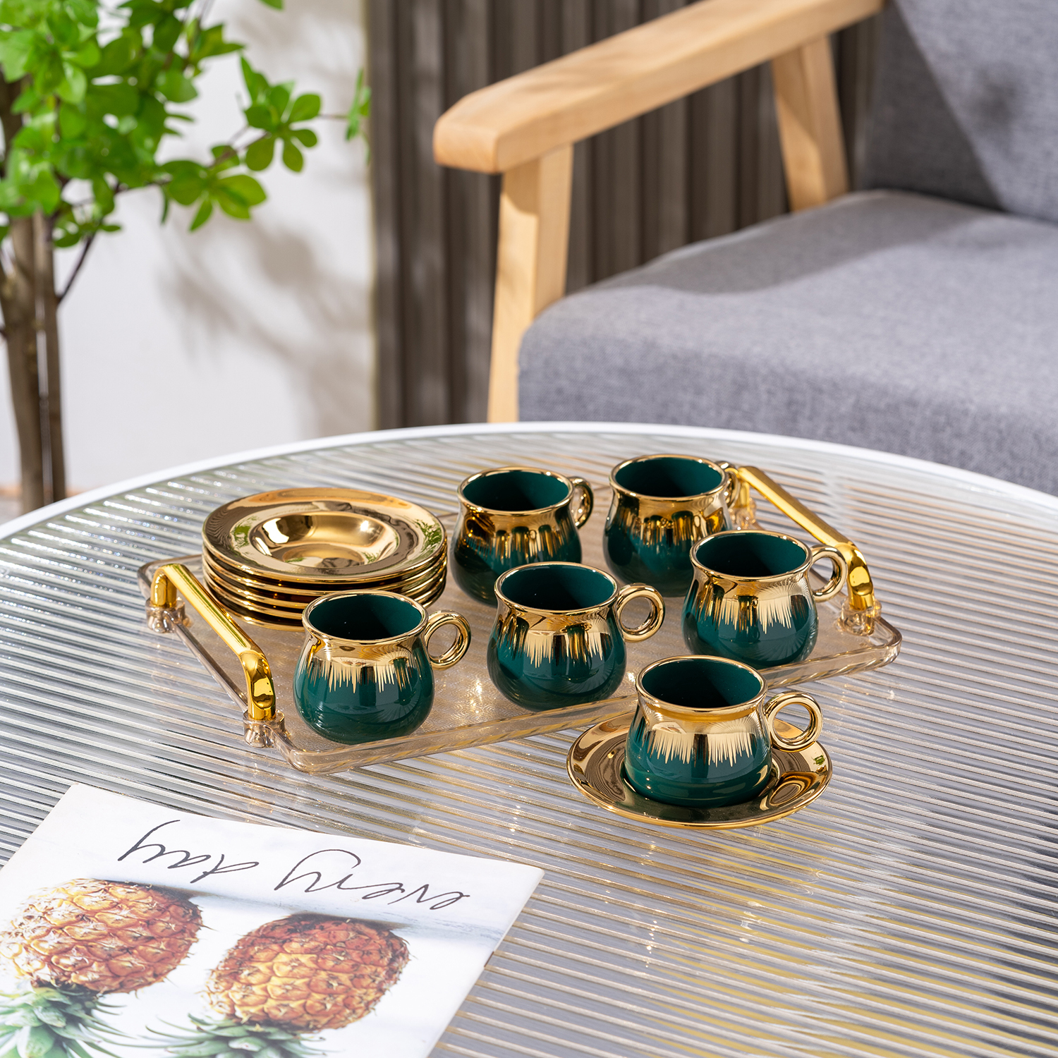 New Design 90Ml Luxury 6Pcs Set Black Gold Marble Ceramic Mug Custom ...