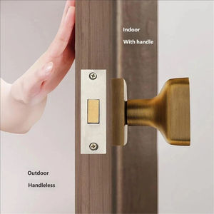 Juego de Cerradura de <span class=keywords><strong>Puerta</strong></span> de Aleación de Zinc con Manija de Madera de Nogal, Cerradura Invisible de un Solo Lado con Bisagra de Cierre Suave Hidráulico Automático - Product Image 1