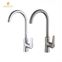Robinet de cuisine à bec col de cygne, monocommande, en acier inoxydable brossé, à poser sur plan, monotrou, pour évier de cuisine moderne