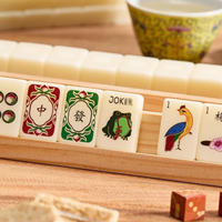 Jeu de Mahjong pour quatre personnes avec table de Mahjong sculptée en acrylique couleur ivoire, jeu d'échecs, cadeau, fabriqué en Chine