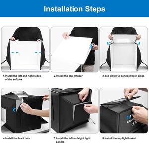 Manufacturer PULUZ 40cm 72W 5500K Folding Studio Shooting Tent 480LED Soft Box High CRI 95 Even Illumination with 4 Backdrops - Product Image 6