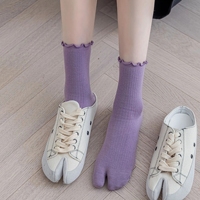 여성용 타비 양말 2지 양말 캔디 컬러 면 덧신 1켤레