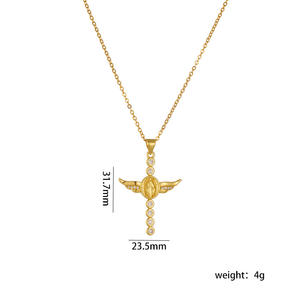 クロスボーダーホットクロスネックレスユニセックスニッチデザインハイエンド個性スポーティダイヤモンドペンダント鎖骨チェーンアクセサリーオロ - Product Image 6