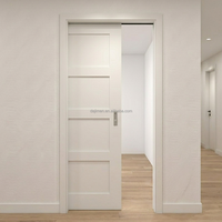 Pintu Geser Interior Veneer Kayu Alami Tersembunyi di Dinding, Finishing Oak Walnut, Panel Kustom, Rel Soft Close