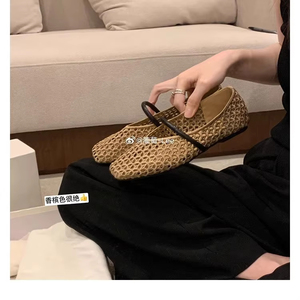 รองเท้าส้นเตี้ยแบบสี่เหลี่ยมสำหรับผู้หญิง ดีไซน์โปร่งสบาย ระบายอากาศได้ดี แบบแมรี่เจน  วัสดุตาข่ายชั้นเดียว - Product Image 5