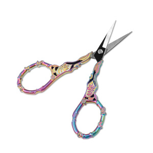 Vintage Bamboo Embroidery Scissors Colored Titanium Gold Stainless Steel Straight Head Home Use Trim Thread Craft Scissors - Product Image 3