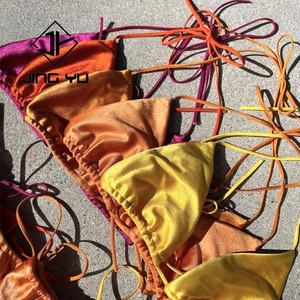 ชุดว่ายน้ำไมโครบิกินี่ผ้ารีไซเคิลสั่งทำพิเศษ คุณภาพสูงระดับ OEM สำหรับผู้หญิง ดีไซน์สายรัดหรูหรา ผ้ามันเงา - Product Image 3