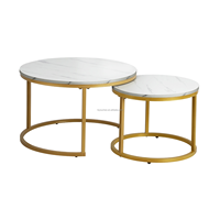 Table basse contemporaine ronde en bois de chêne avec structure en métal doré, design moderne pour la décoration de la maison, pour le salon ou le bar