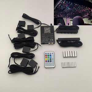 Kit d'éclairage à fibre optique fendue 16W RGBW 0,75 mm, 6 LED, 1,5 m, 1800 PMMA, effet <span class=keywords><strong>ciel</strong></span> étoilé, IP54, contrôle par application et son, pour décoration d'ambiance automobile - Product Image 1