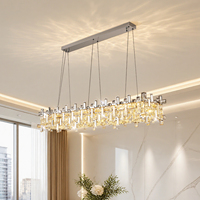 Lustre de restaurant en cristal de luxe, luminaire LED pour villa, salon, bar, comptoir, lampe suspendue à intensité variable pour la maison