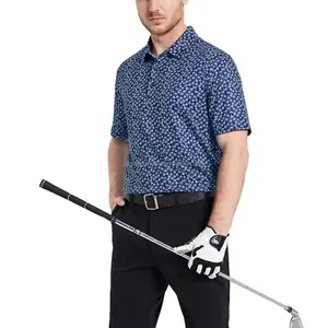 Wholesale Hawaii Golf Shirt Moisture Wicking Knitted Polo Shirt Custom Sublimation 4 Way Stretch Golf Polo For Men