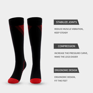 Chaussettes de compression pour la course à pied, pour hommes et femmes, chaussettes de fitness élastiques, gris, rouge, jaune, bleu, vert, nylon, entraînements - Product Image 1