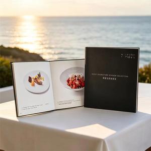 Stampa Personalizzata di Menu per Hotel e Ristoranti, Copertina in Lino con Firma del Chef, Rilegatura a Punto Metallico, 20 Pagine a Colori - Product Image 1