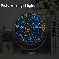20cm Cadre en plastique argenté Géographie Éducation Rotatif Globe terrestre constellation Illuminé Carte du monde Globe pour Outil d'enseignement