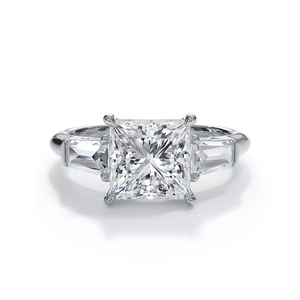 Anillo de Compromiso con Diamante de Corte Princesa de 2 Quilates con Piedras Laterales en Forma de Baguette, Oro Amarillo de 14K, Certificado IGI, Joyería Clásica para Mujer - Product Image 2