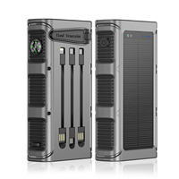 Banco de Energía Solar Portátil de 20W, Impermeable, para Emergencias al Aire Libre, con Manivela, Cable Integrado y Doble USB