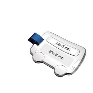 Etiqueta para equipaje con forma de autobús, plateada, con correa azul, para identificación en viajes - Product Image 2