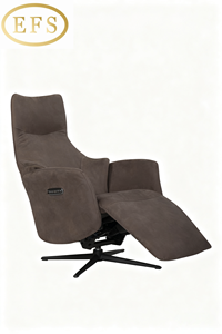 Fauteuil inclinable à un siège, design minimaliste, fabriqué au Vietnam, dossier haut, accoudoirs incurvés, revêtement en cuir pleine fleur, cadre en fer, inclinaison électrique - Product Image 4