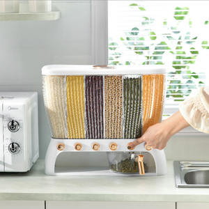 กล่องพลาสติกเก็บอาหารแบบแห้งกล่องเก็บข้าว6ช่องฝาปิดหม้อซีลซีเรียล - Product Image 2