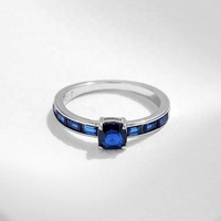 Bague OEM de luxe en argent sterling 925 avec pierre bleue taille émeraude pour femme, baguette de mariage, bagues fines en saphir et zirconium cubique 5a